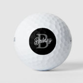 Modernes, elegantes Monogramm Name Schwarz Graue S Golfball (Vorderseite)