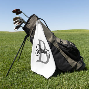 Modernes, elegantes Monogramm Name Schwarz Graue S Golfhandtuch