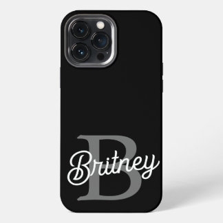 Modernes, elegantes Monogramm Name Schwarz Graue S iPhone 13 Pro Max Hülle