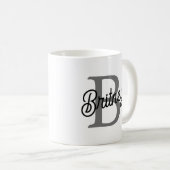Modernes, elegantes Monogramm Name Schwarz Graue S Kaffeetasse (VorderseiteRechts)