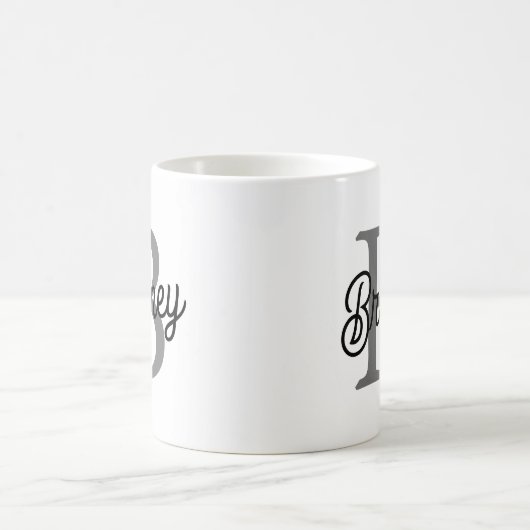 Modernes, elegantes Monogramm Name Schwarz Graue S Kaffeetasse (Mittel)