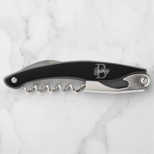 Modernes, elegantes Monogramm Name Schwarz Graue S Kellnermesser
