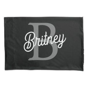 Modernes, elegantes Monogramm Name Schwarz Graue S Kissenbezug