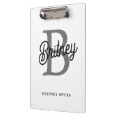 Modernes, elegantes Monogramm Name Schwarz Graue S Klemmbrett (Links)