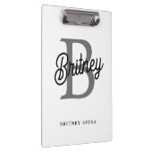 Modernes, elegantes Monogramm Name Schwarz Graue S Klemmbrett (Rechts)