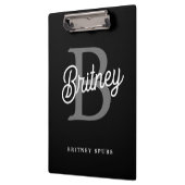 Modernes, elegantes Monogramm Name Schwarz Graue S Klemmbrett (Links)