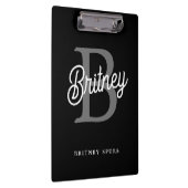 Modernes, elegantes Monogramm Name Schwarz Graue S Klemmbrett (Rechts)