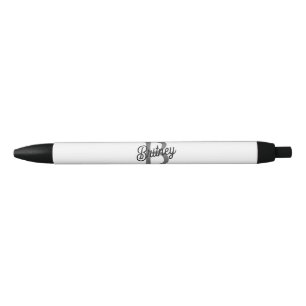 Modernes, elegantes Monogramm Name Schwarz Graue S Kugelschreiber