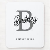 Modernes, elegantes Monogramm Name Schwarz Graue S Mousepad (Vorne)