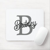 Modernes, elegantes Monogramm Name Schwarz Graue S Mousepad (Mit Mouse)