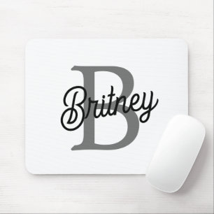 Modernes, elegantes Monogramm Name Schwarz Graue S Mousepad
