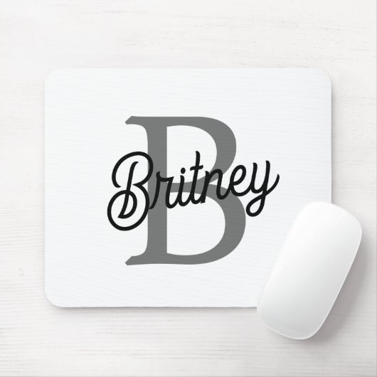 Modernes, elegantes Monogramm Name Schwarz Graue S Mousepad (Mit Mouse)