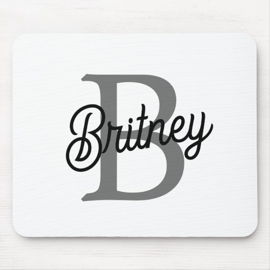 Modernes, elegantes Monogramm Name Schwarz Graue S Mousepad (Vorne)