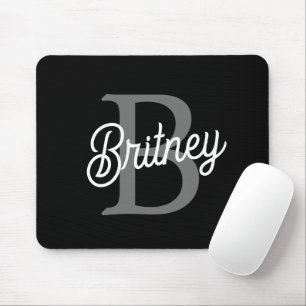 Modernes, elegantes Monogramm Name Schwarz Graue S Mousepad