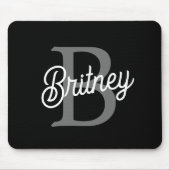Modernes, elegantes Monogramm Name Schwarz Graue S Mousepad (Vorne)