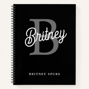 Modernes, elegantes Monogramm Name Schwarz Graue S Notizblock