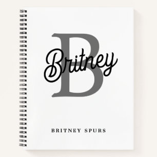 Modernes, elegantes Monogramm Name Schwarz Graue S Notizblock