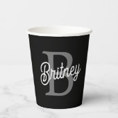 Modernes, elegantes Monogramm Name Schwarz Graue S Pappbecher (Rückseite)