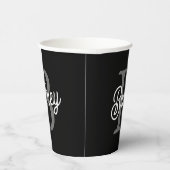Modernes, elegantes Monogramm Name Schwarz Graue S Pappbecher (Rechts)