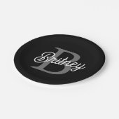Modernes, elegantes Monogramm Name Schwarz Graue S Pappteller (Schrägansicht)