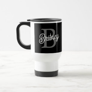 Modernes, elegantes Monogramm Name Schwarz Graue S Reisebecher