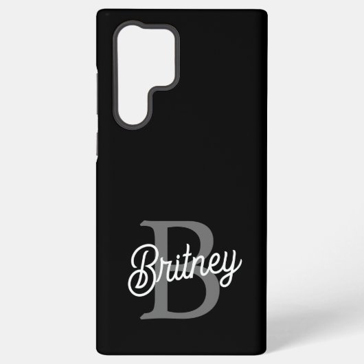 Modernes, elegantes Monogramm Name Schwarz Graue S Samsung Galaxy Hülle (Rückseite)