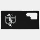 Modernes, elegantes Monogramm Name Schwarz Graue S Samsung Galaxy Hülle (Rückseite (Horizontal))