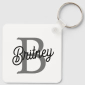 Modernes, elegantes Monogramm Name Schwarz Graue S Schlüsselanhänger (Rückseite)