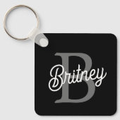 Modernes, elegantes Monogramm Name Schwarz Graue S Schlüsselanhänger (Vorderseite)