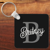 Modernes, elegantes Monogramm Name Schwarz Graue S Schlüsselanhänger (Vorderseite)