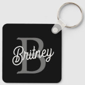 Modernes, elegantes Monogramm Name Schwarz Graue S Schlüsselanhänger (Rückseite)