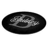 Modernes, elegantes Monogramm Name Schwarz Graue S Schneidebrett (Ecke)