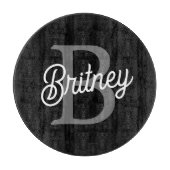 Modernes, elegantes Monogramm Name Schwarz Graue S Schneidebrett (Vorderseite)