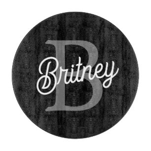 Modernes, elegantes Monogramm Name Schwarz Graue S Schneidebrett