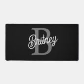 Modernes, elegantes Monogramm Name Schwarz Graue S Schreibtischunterlage (Vorderseite)