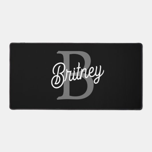 Modernes, elegantes Monogramm Name Schwarz Graue S Schreibtischunterlage (Vorderseite)