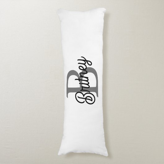 Modernes, elegantes Monogramm Name Schwarz Graue S Seitenschläferkissen (Vorderseite Vertikal)