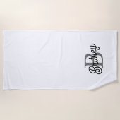 Modernes, elegantes Monogramm Name Schwarz Graue S Strandtuch (Vorderseite)