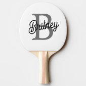 Modernes, elegantes Monogramm Name Schwarz Graue S Tischtennis Schläger (Rückseite)