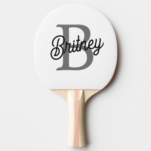 Modernes, elegantes Monogramm Name Schwarz Graue S Tischtennis Schläger (Vorderseite)