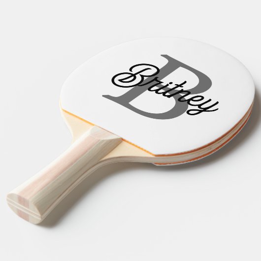 Modernes, elegantes Monogramm Name Schwarz Graue S Tischtennis Schläger (Vorderseite)