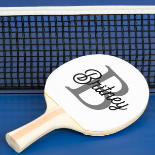 Modernes, elegantes Monogramm Name Schwarz Graue S Tischtennis Schläger
