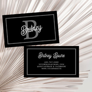 Modernes, elegantes Monogramm Name Schwarz Graue S Visitenkarte