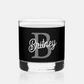 Modernes, elegantes Monogramm Name Schwarz Graue S Whiskyglas (Vorderseite)