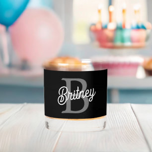 Modernes, elegantes Monogramm Name Schwarz Graue S Whiskyglas