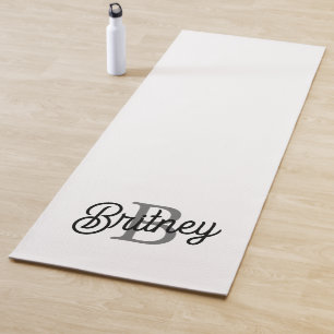Modernes, elegantes Monogramm Name Schwarz Graue S Yogamatte