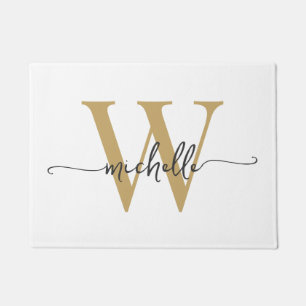 Modernes, elegantes Monogramm Name Script Fußmatte