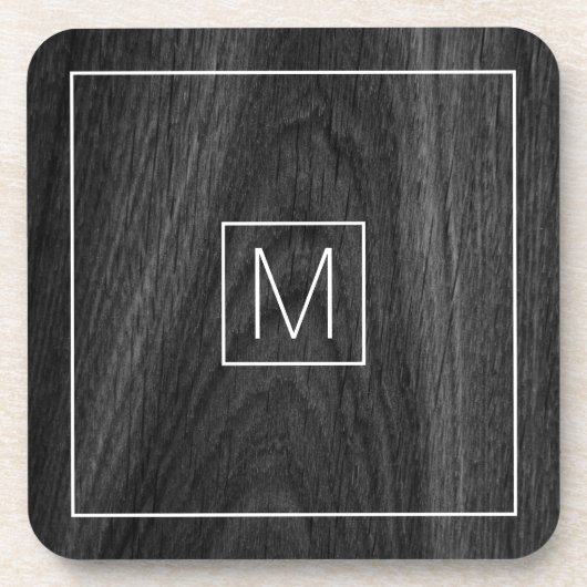 Modernes, elegantes Monogramm-Original aus schwarz Getränkeuntersetzer (Vorderseite)