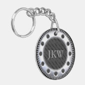 Modernes, elegantes Monogramm schwarz und grau ges Schlüsselanhänger (Vorderseite links)