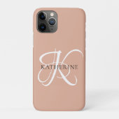 Modernes, elegantes Monogramm-Skript Rosa Case-Mate iPhone Hülle (Rückseite)